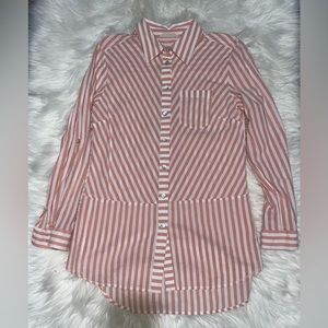 SOFT SURROUNDINGS STRIPED BUTTON DOWN BLOUSE - SMALL